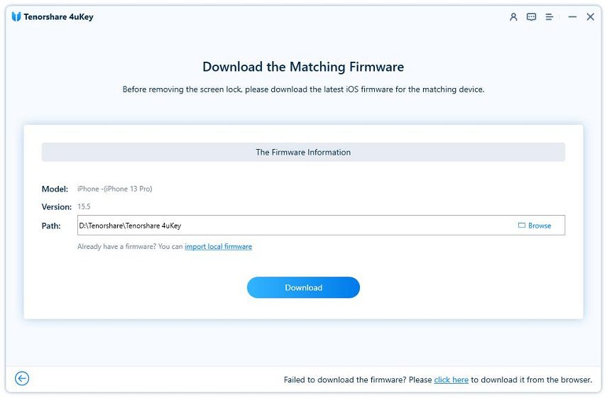 download firmware - 4uKey guide - iphone says unavailable