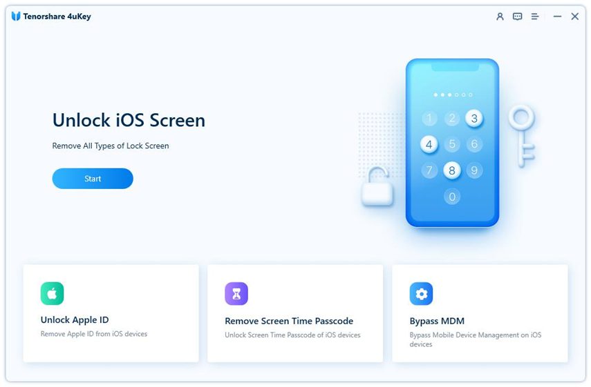 start 4uKey to fix iphone unavailable screen